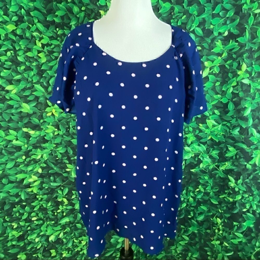 Gibson blue polka dot casual top 3X